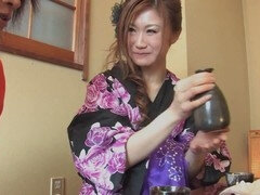Japanese hottie Ruri Kikukawa gets her hairy pussy filled with cum