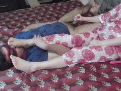 Femdom handjob, female dominance, foot fetish