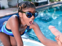 黒人, フェラチオ, チン, 手コキする, 異人種間, オナニー, アウトドア, プール