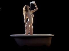 Incroyable, Salle de bains, Blonde, Lait, Rasée, Solo, Adolescente, Mouillée