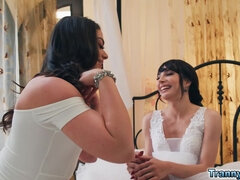 結婚, 茶髪の, ドレス, 女, Hd, シーメール, フェラする, 結婚式