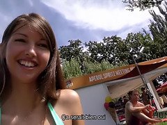 Jolie Fille, the sexy Czech teen, gets her tight ass drilled in a park by a lucky dude