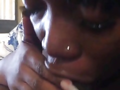 Black girl sucking black cock