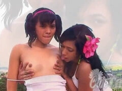 Linda, Besar, Latina, Lesbiana, Lamidas, Al aire libre, Coño, Adolescente