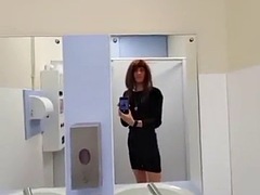 Young twink crossdresser in public in the city, sissy