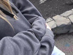 Strand, Badpak, Blond, Vriendin, Naakt, Buiten, Klein, Gezichtspunt