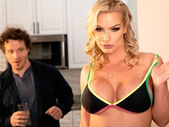 デカ尻, デカパイ, ブロンド, フェラチオ, バック, なめる, 淫乱熟女, オッパイの