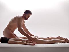 Double Pleasure Massage: Brunette, Masturbation  Handjob Porn