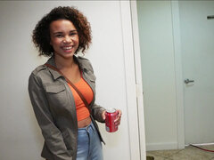 Sexy ebony Raven sucks dick through hole