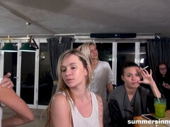 Julia De Lucia, Bianca Ferrero, Vanessa Decker, and friends take on a massive reverse summer gangbang with a lucky guy