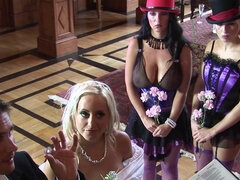 When The wedding took a kinky turn - Blonde and brunette sharing big cocks in foursome cosplay hardcore