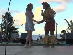 Cum on her tits after the Luau