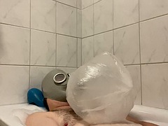 Grosser schwanz, Spermaladung, Schwul, Deutsch, Handschuhe, Masturbation, Dusche, Solo