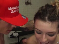 Naveen Ora Takes Double Penetration in Locker Room Gangbang