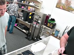 Amateur stud fucked by pawnshop owner in office for money