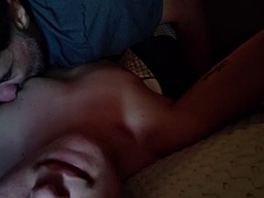 Latin boy wakes up and dad sucks his tits