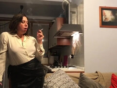 Frau, Leder, Abendanzug, Solo