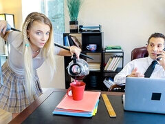 デカ尻, デカチン, フェラチオ, バック, 女 人男 人, オフィス, ガリガリ, ティーン