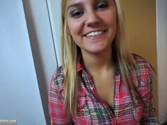 Amateur girl Bailey masturbates on casting couch