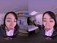 VR Japanese office lady licks and drools