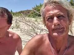 Strand, Blasen, Britisch, Paar, Schwul, Freundin, Reif, Nudist