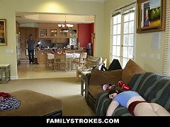 Maya Kendrick and Cody Sky have a steamy family Stroke with their hairy step siblings