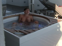 デカパイ, 茶髪の, 捕まる, 指いじり, オナニー, オマンコ, 一人, 濡れ