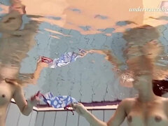Tussi, Grosse titten, Braunhaarige, Hd, Lesbisch, Pool, Russisch, Unter wasser