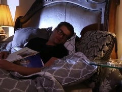 A brunette with small tits that loves to fuck is doing some hot things on the bed