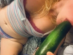 Dumb Blonde Farm Girl Keeps Fucking Herself With Her Fresh Produce. Takes Zucchini And Squirts A Lot