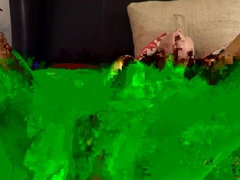 Star slides her glass dildo into her wet pussy