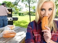 Ass, Blonde, Blowjob, Doggystyle, Outdoor, Shaved, Teen, Tits