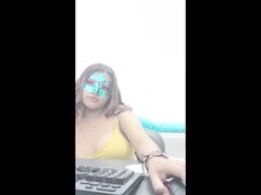 I filmed my classmate, the sexiest big-chested brunette I know.