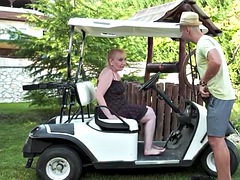 Plumper granny smashed golf instructor in outdoor pussyfuck