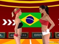 Brazzers Erica Fontes and Jasmine Jae fucked hard in foursome action