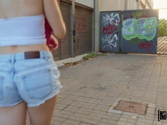 Chica, Mamada, Al aire libre, Pequeña, Público, Montar, Adolescente, Tetas