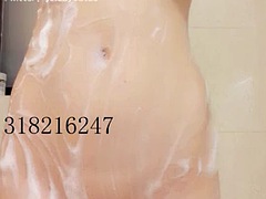 アジア人, 美女, ブロンド, マッサージ, 濡れ