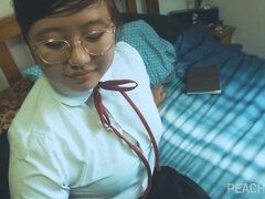 Curvy Asian stepsister needs a hand with homework, but ends up getting her tight pussy pounded raw!