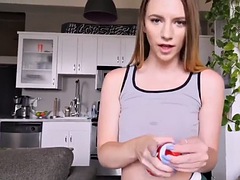 Blonde, Sucer une bite, Tir de sperme, Branlette thaïlandaise, Pov, Cheveux courts, Maigrichonne, Adolescente