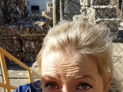 Leie, Blasen, Spermaladung, Selbstgemacht, Milf, Im freien, Pov