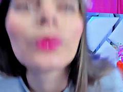 美女, デカ尻, デカパイ, ブロンド, オナニー, 一人, オッパイの, おもちゃ