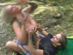 Grote kont, Blond, Rondborstig, Hondjeshouding, Duits, Hardcore, Buiten, Tietenklus