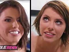 Adriana Chechik's bathroom interview: Sucking in gloryhole & cumming hard