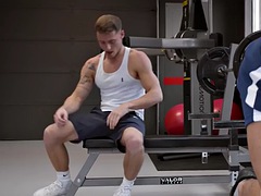 Ripped gym stud high to cum after anal play