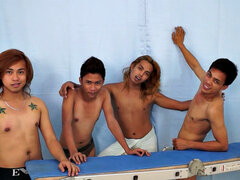 Idol: 18 year old Asian boy cutie tied down, tickled by other Asian cuties