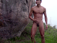 Enthousiasteling, Grote lul, Masturbatie, Buiten, Openbaar, Tiener