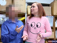 Pijpbeurt, Gevangen, Schattig, Politie, Straf, Kut duiken, Roodharige vrouw, Tiener