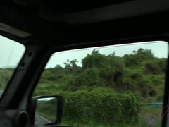 Amateur, Rubia, Mamada, Coche, Novia, Al aire libre, Pov, Público