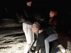 Bratty Chicks Roughly Public Dominate An Enslaved Lad Outdoor Night