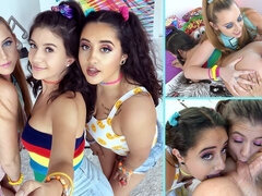 Kont, Blond, Fetisj, Groep, Handbeurt, Likken, Natuurlijke tieten, Orgie